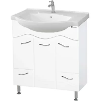 Тумба с раковиной белый глянец 76 см Bellezza Мари 4632912000012 + 4620008197371