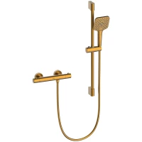 Термостат для душа Lemark Valday LMF-8144B-BRG с душевым гарнитуром, золотой матовый