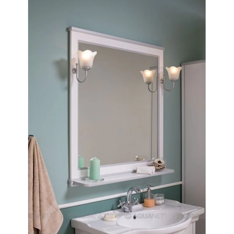 Зеркало 92,2x100 см белый/серебро Aquanet Валенса 00180040