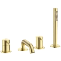 Смеситель на борт ванны AQUAme Siena AQM6219BG с душевым гарнитуром, золотой матовый