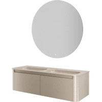 Комплект мебели Armadi Art Voi Stonefinish Daphne 782-140-SF-D + 786-140-SF-D без отв. + 545-120 142,5 см, подвесной, бежевый камень матовый