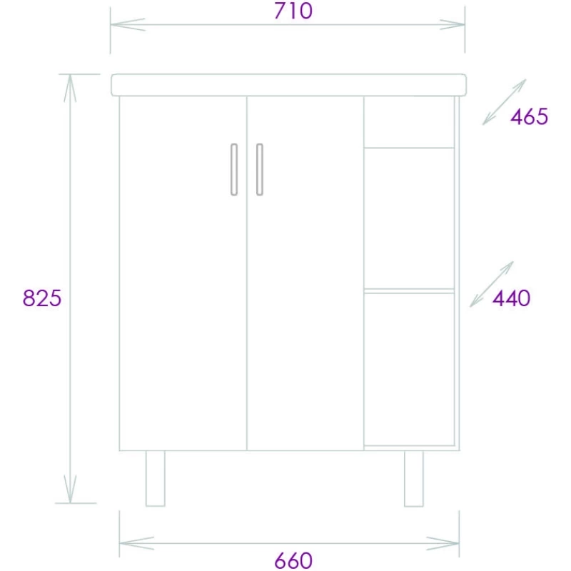 Комплект мебели дуб сонома/белый матовый 71 см Onika Тимбер 107056 + 4620008197746 + 207045