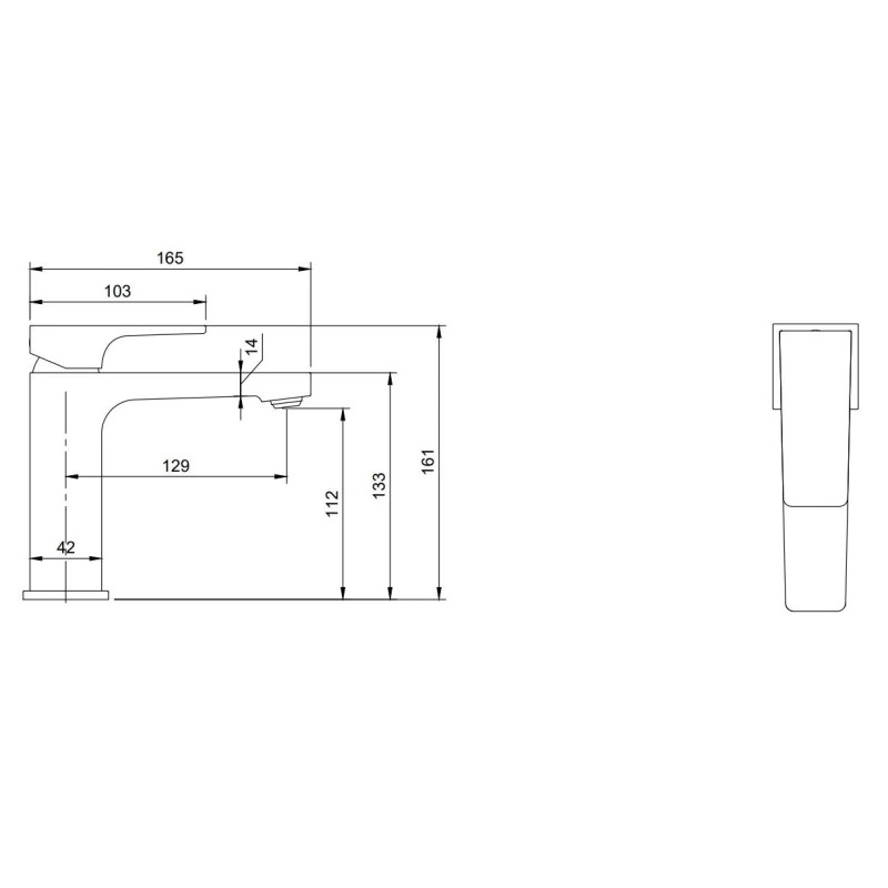Смеситель для раковины с донным клапаном Villeroy & Boch Architectura Square TVW125001000K5