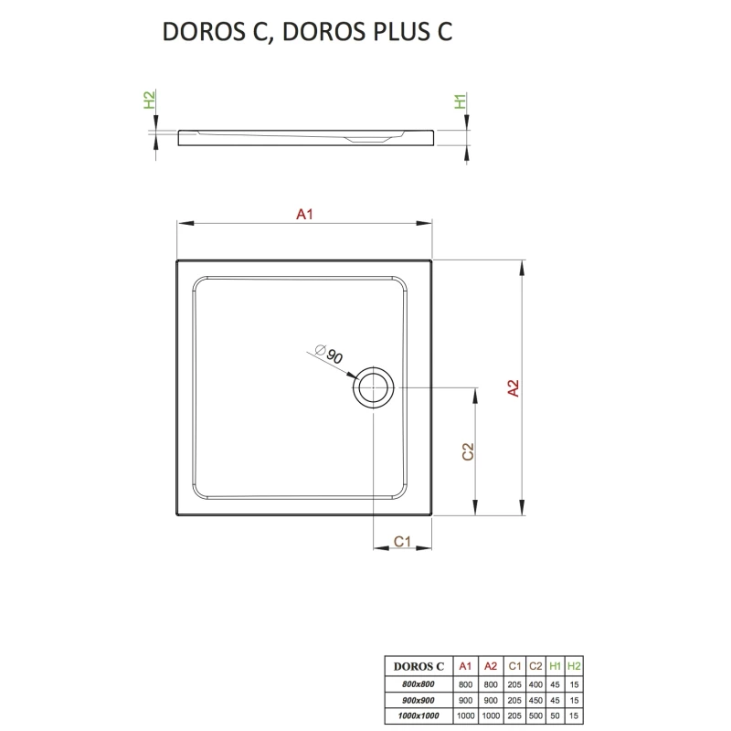 Акриловый поддон 100x100 см Radaway Doros Plus C SDRPC1010-01