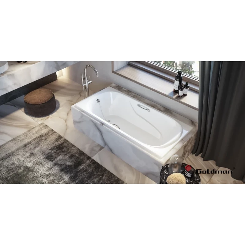 Чугунная ванна 160x80 см с отверстиями для ручек Goldman Nova NV16080H