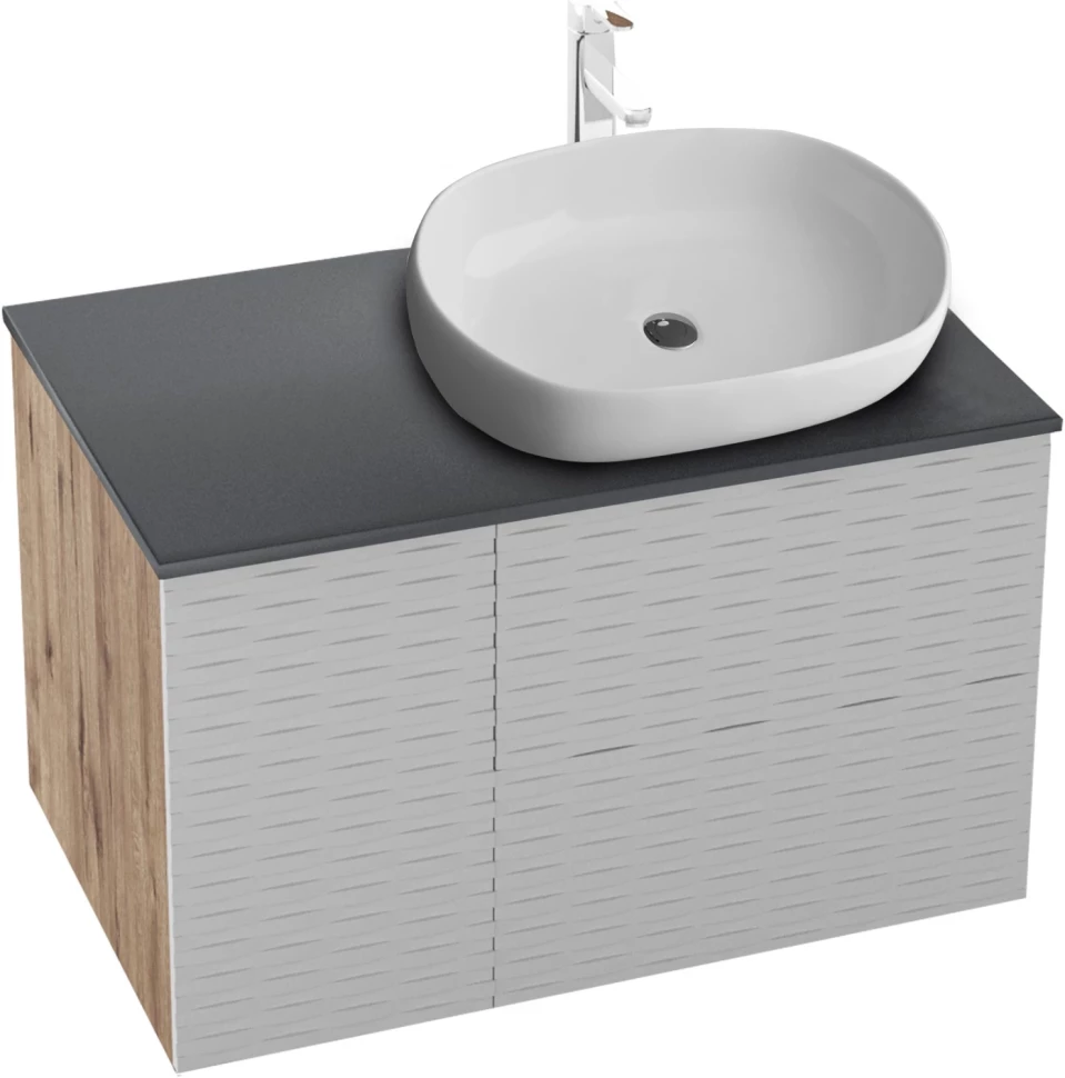 

Тумба с раковиной дуб веллингтон/белый матовый 80 см Grossman Альба 108011 + GR-3015