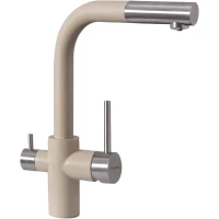 Смеситель для кухни Florentina Кристалл 333.32H.2123.202 с подключением к фильтру, выдвижным изливом, нержавеющая сталь/шампань