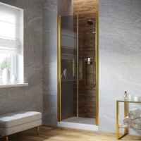 Душевая дверь Vegas Glass E2P LUX 85 09 07 85 см, профиль золотой, стекло графитовое