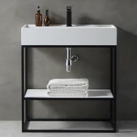 Консоль с раковиной черный Abber Stein AS2630