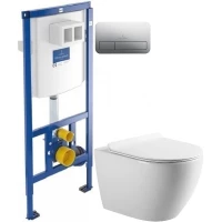 Комплект подвесной унитаз Art&Max Bianchi AM9311CHR/SC + система инсталляции Villeroy & Boch 92246100 + 92249061