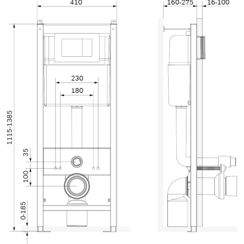 Монтажный элемент для подвесного унитаза, 1115 мм Damixa DX00.I011.0101