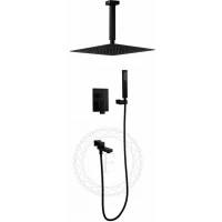 Душевой комплект Filarete Fing FL1042BL 300 мм, со смесителем, черный матовый