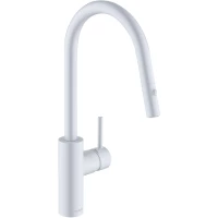 Смеситель для кухни Kludi E-Go Voice 423005377 электронный, с выдвижным изливом, белый матовый