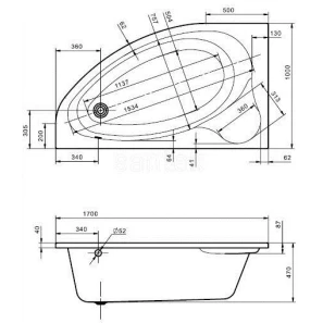 Изображение товара акриловая ванна 170x100 см l santek эдера 1.wh50.1.662