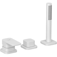 Смеситель на борт ванны Kludi Renon 424475375 с душевым гарнитуром, белый матовый