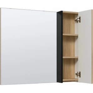Изображение товара зеркальный шкаф 70x75 см дуб/черный l/r runo мальта 00-00001101