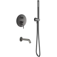 Смеситель для ванны AQUAme AQM8406GM встраиваемый, с душевым гарнитуром, оружейная сталь