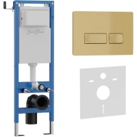 Инсталляция для унитаза Iberica Blanca Silencio Mini Esti-R IB.001M.215 с кнопкой смыва, золотой матовый