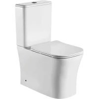 Унитаз-компакт CeramaLux 1218A безободковый, с сиденьем микролифт, белый