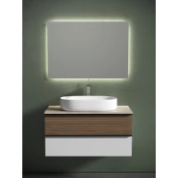 Комплект мебели Sancos Delta DL100W + TT100A2X + CN5022 + SQ1000 100 см, подвесной, светлый дуб/белый матовый