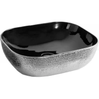 Раковина-чаша CeramaLux D1302H020 50x40 см, накладная, черный/серебро