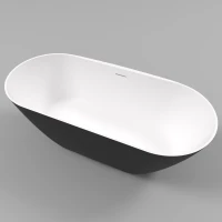 Ванна из литьевого мрамора Whitecross Coral X 0203.170077.20100 170x77 см, отдельностоящая, белый матовый/черный матовый