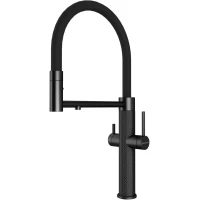 Смеситель для кухни Paulmark Nexus Diamond Nd613999-GM с подключением к фильтру, гибким изливом, вороненая сталь