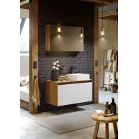 Комплект мебели дуб балтийский/белый глянец 100 см Aqwella 5 Stars Mobi MOB0110DB + MOB0710W + 4640021064269 + MOB0410 + MOB0717DB