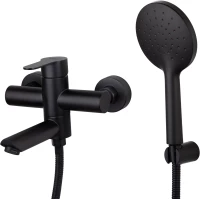 Смеситель для ванны Viko V-7522 с душевым гарнитуром, черный