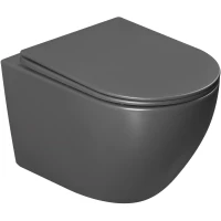 Унитаз подвесной Vincea Globo VT1-14TMA безободковый, торнадо, с сиденьем микролифт, антрацит матовый