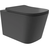 Унитаз подвесной Aqueduto Macio Plus MACT0240 безободковый, торнадо, с сиденьем микролифт, черный матовый
