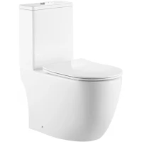 Унитаз-компакт CeramaLux TR2176MN безободковый, торнадо, с сиденьем микролифт, белый