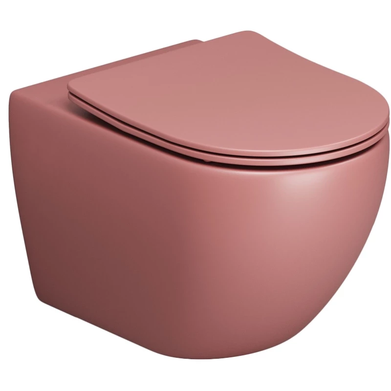 Унитаз подвесной Grossman GR-4411PIMS безободковый, с сиденьем микролифт, розовый матовый