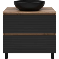 Тумба под раковину Brevita Dakota DAK-07080-19/02-2Я 80,4 см, напольная, со столешницей, черный матовый/дуб галифакс