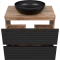 Тумба под раковину Brevita Dakota DAK-07080-19/02-2Я 80,4 см, напольная, со столешницей, черный матовый/дуб галифакс - 3