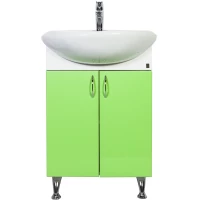 Тумба с раковиной белый глянец/салатовый глянец 57 см Orange Кларис Kl-55TUL+RA
