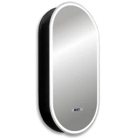 Зеркальный шкаф Abber Kontur AG6339SWHB 50x100 см R, с LED-подсветкой, сенсорным выключателем, диммером, антизапотеванием, часами, черный