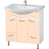 Тумба с раковиной бежевый глянец/белый глянец 76 см Bellezza Мари 4632912000227 + 4620008197371