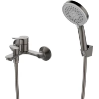 Смеситель для ванны Lemark Siberia LMF-7022B-GM с душевым гарнитуром, графит матовый