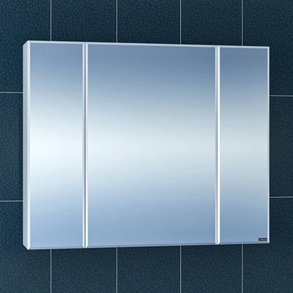 Зеркальный шкаф 87x73,5 см белый глянец Санта Стандарт 113017 зеркальный шкаф санта стандарт 100 трельяж фацет 113012