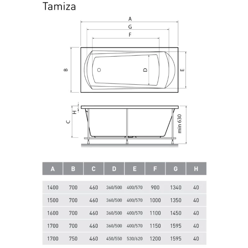 Акриловая ванна 170x75 см Relisan Tamiza GL000011626