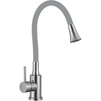 Смеситель для кухни Fmark FS8299A-04 с гибким изливом, хром/серый