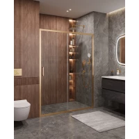 Душевая дверь Cezares Molveno MOLVENO-BF-1-140-C-BORO-IV 140 см, профиль золотой матовый, стекло прозрачное