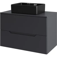 Тумба с раковиной Orange Line Li-70TugMDF+B01-475MB 70,2 см, подвесная, со столешницей, графит матовый