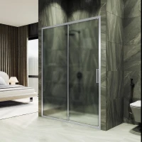 Душевая дверь MaybahGlass MGD-1633-5 140 см, профиль матовый хром, стекло сатин