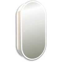 Зеркальный шкаф Art&Max Bari AM-Bar-500-1000-1D-R-DS-F-White 50x100 см R, с LED-подсветкой, сенсорным выключателем, диммером, белый матовый
