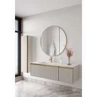 Комплект мебели Armadi Art Quatro Cashmere 790-M2-140-CM-RIB-MG + 793-140-W-A + 545-100-MG 141 см L, подвесной, кашемир матовый