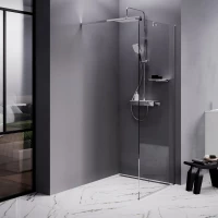 Душевая перегородка Am.Pm Func W84WI-80-F1-MTE 80,1 см, профиль матовый хром, стекло прозрачное