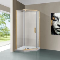 Душевой уголок Vincea Stresa VSP-1S900CLG 90x90 см, профиль золотой матовый, стекло прозрачное