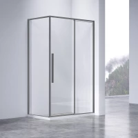 Душевой уголок Vincea Slim-N VSR-4SN8011CLGM 110x79 см, профиль вороненая сталь, стекло прозрачное